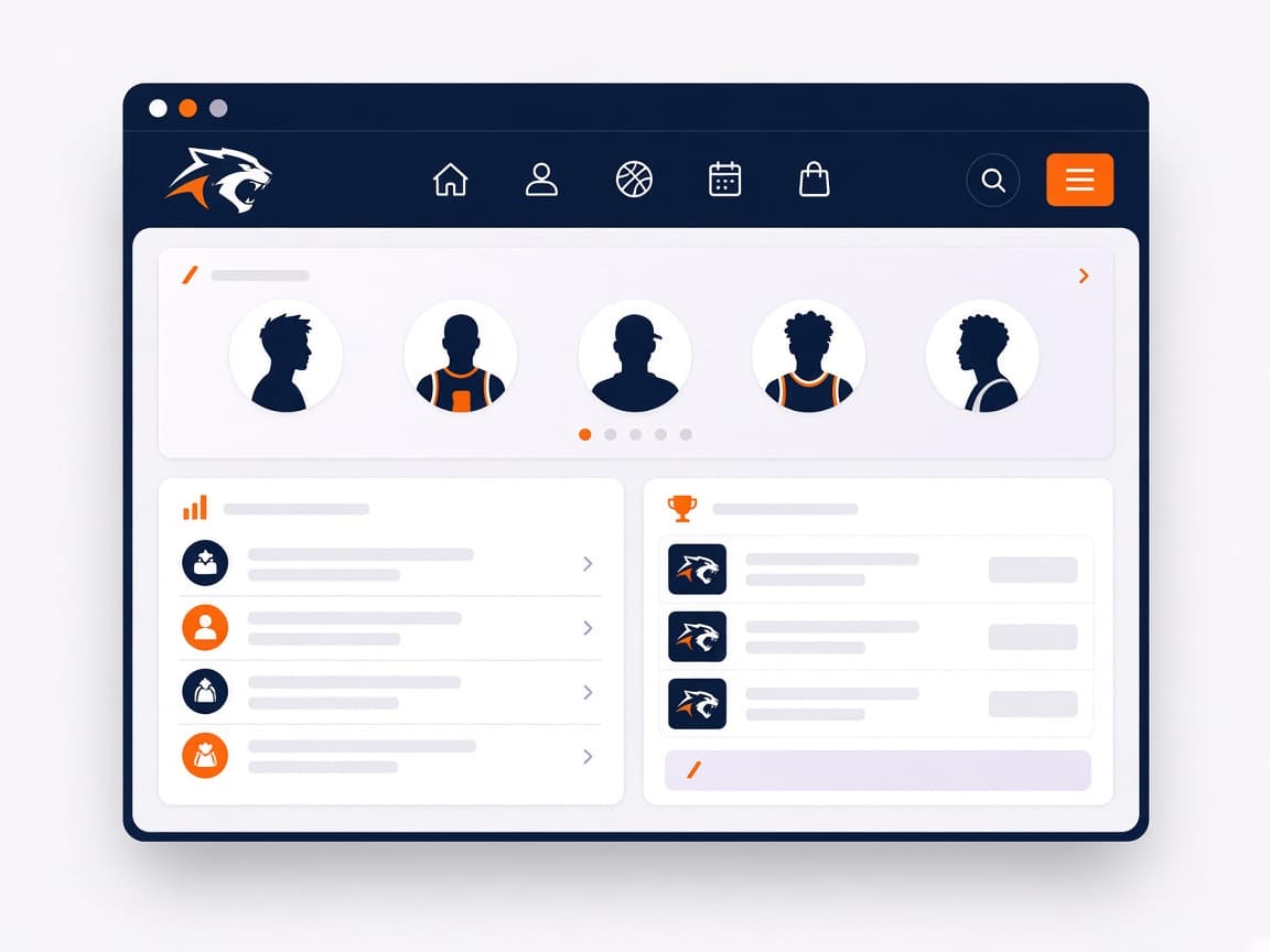 Team website preview with roster and schedule
